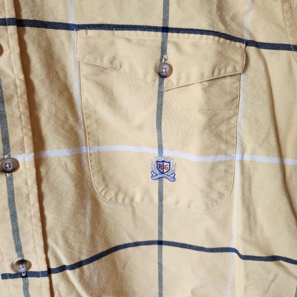VTG Panhandle Slim Rough Stock Yellow Plaid Long Sleeve Button Down Shirt Size L - Picture 7 of 14